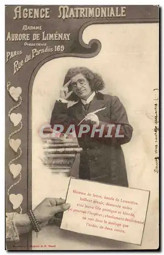 Cartes postales Fantaisie Agence matrimoniale Aurore de limenay Rue du Paradis Paris