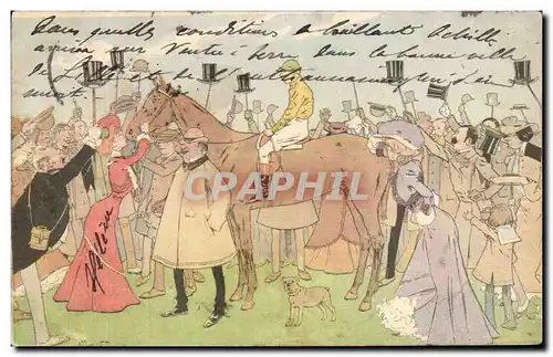 Ansichtskarte AK Fantaisie Cheval Hippisme Illustrateur Jockey