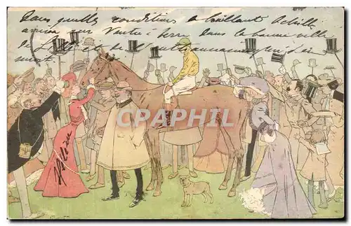 Cartes postales Fantaisie Cheval Hippisme Illustrateur Jockey