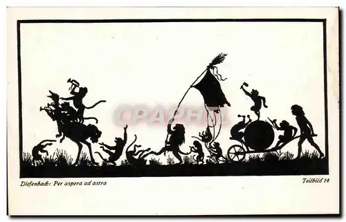 Cartes postales Fantaisie Diefenbach Per Arpera ad astra Singes