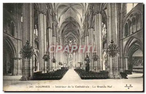 Cartes postales Bourges Interieur de la Cathedrale La Grande Nef