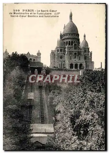 Cartes postales Paris le sacre Coeur de montmartre et le Funiculaire