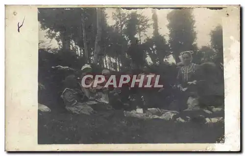 CARTE PHOTO Pique nique breton Bretagne Coiffe Folklore