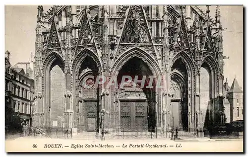 Cartes postales Rouen Eglise Saint Maclou Le Portail Occidental