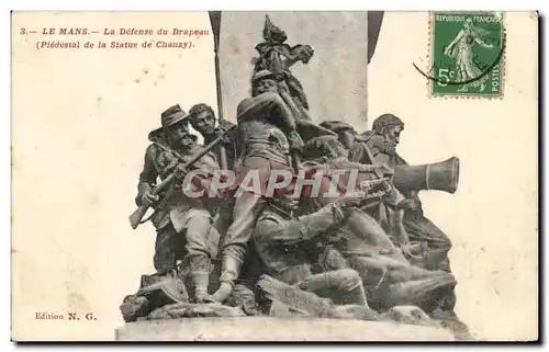 Cartes postales Le Mans La Defense du Drapeau Statue de Chanzy Militaria