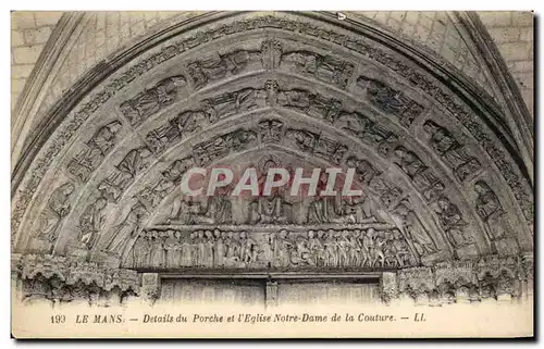 Cartes postales Le Mans Details du Porche de l&#39Eglise Notre Dame de la Couture