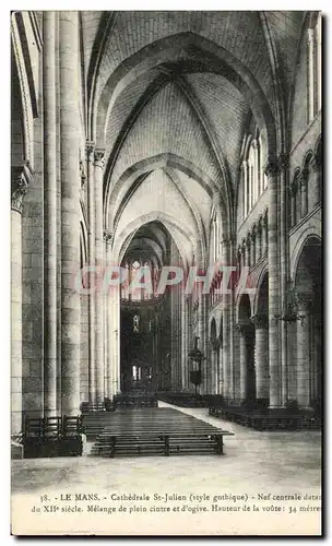 Ansichtskarte AK Le Mans Cathedrale St Julien Nef Centrale Melange de plein cintre et d&#39ogive