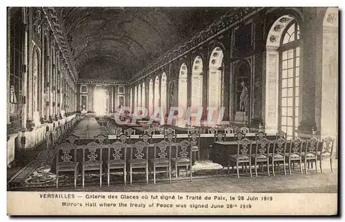 Cartes postales Versailles Galerie des Glaces Ou Fut Signe le Traite de Paix Mirros Hall Where the Treaty