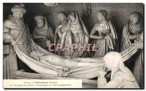 Ansichtskarte AK L&#39Abbaye de Solesmes Tombeau du Christ Personnages de l&#39Ensevelissement