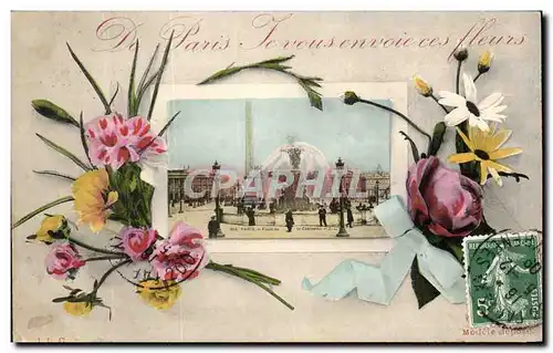 Cartes postales Fantaisie Fleurs Paris Place de la Concorde