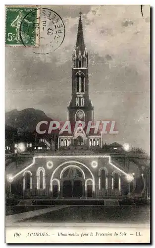 Cartes postales Lourdes illumination pour la procession du soir