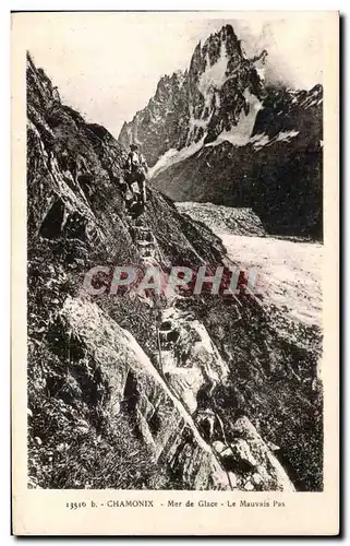 Ansichtskarte AK Chamonix Mer de Glace Le Mauvais Pas