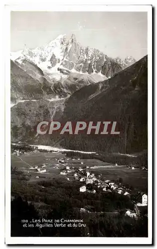 Cartes postales Les Praz De Chamonix et Les Aiguilles Verte et du Dru