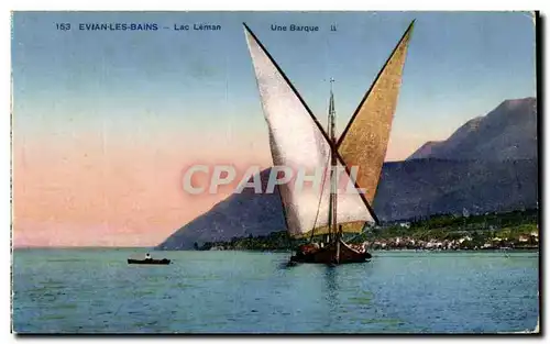 Ansichtskarte AK Evian Les Bains Lac Leman Une Barque Bateau