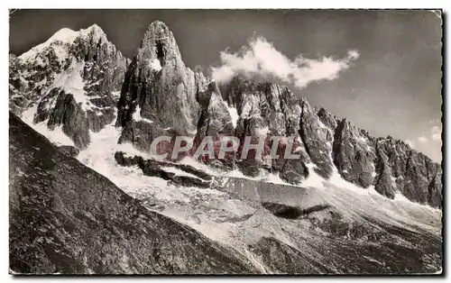 Cartes postales Massif Du Mont Blanc Vue Aerienne Aiguille Verte Les pointes sars nom et le Dras Face Nord