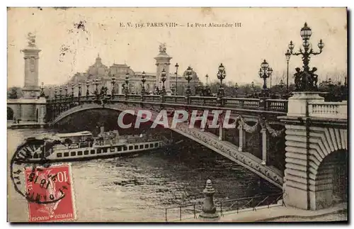 Ansichtskarte AK Paris le Pont Alexandre III Peniche