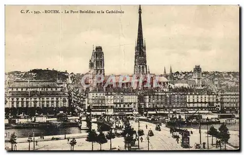 Cartes postales Rouen Le Pont Boieldieu Et La Cathedrale