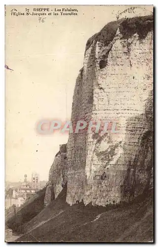 Cartes postales Dieppe Les Falaises L&#39Eglise St Jacques Et Les Tourelles