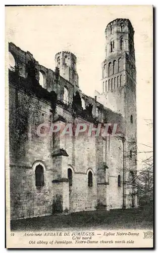 Cartes postales Ancienne Abbaye De Jumieges Eglise Notre Dame Cote Nord Old Abbey of Jumieges Notre Dame