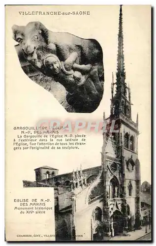 Cartes postales Villefranche Sur Saone Eglise de Nd des Marais Gargouille