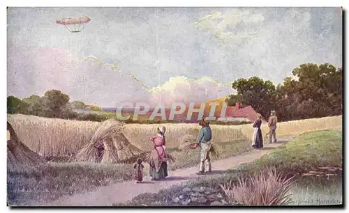 Cartes postales Fantaisie Femme Publicite Chicoree Moka Casiez Ballon dirigeable zeppelin