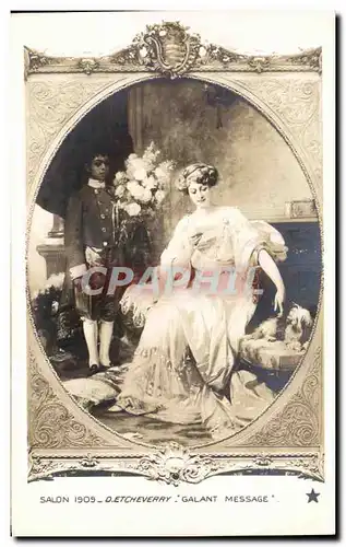 Ansichtskarte AK Fantaisie Salon 1909 Etcheverry Galant message chien