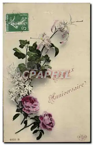 Cartes postales Fantaisie Fleurs Anniversaire