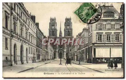 Cartes postales Orleans La Cathedrale Et Le Theatre