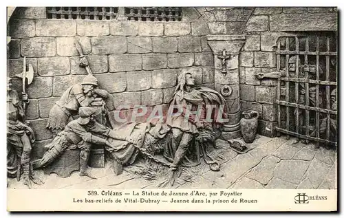 Ansichtskarte AK Orleans La Statue de Jeanne d&#39Arc Par Foyatier Les Bas Reliefs de Vital Dubray Jeanne dans la