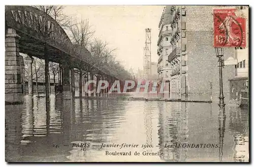 Cartes postales Paris Janvier fevrier 1910 Les Inondations Boulevard de Grenelle