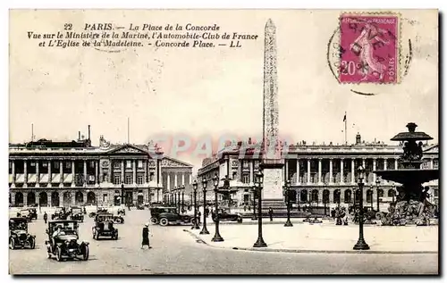 Ansichtskarte AK Paris La Place de la Concorde Vue sur le Ministere de la Marine l&#39Automobile Club de France