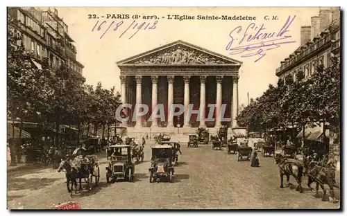 Ansichtskarte AK Paris L&#39Eglise Sainte Madeleine Automobile