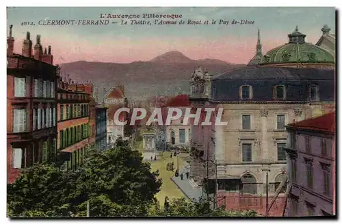 Cartes postales clermont Ferrand Le Theatre l&#39Avenue de Royat et le Puy de Dome