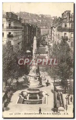 Cartes postales Lyon Monument Carnot et Rue de la Republique