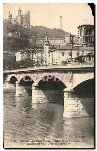 Ansichtskarte AK Lyon Le Pont Tilsitt Avenue de la Bibliotheque Cathedrale Saint Jean et Fourviere