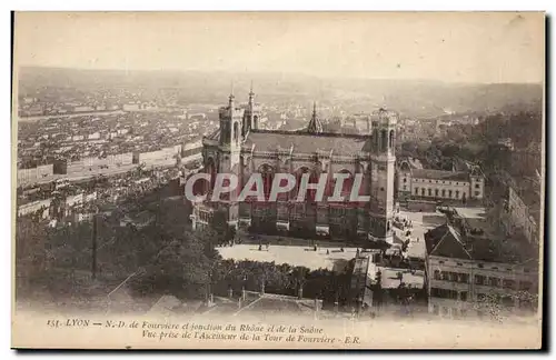 Ansichtskarte AK Lyon de Fourviere et jonction du Rhone et de la Saone Vue Prise de l&#39Ascenseur de la Tour de