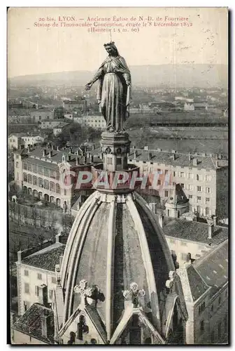 Ansichtskarte AK Lyon Ancienne Eglise De Fourviere Statue De l&#39Immaculee Conception Erigee Le 8 decembre 1852