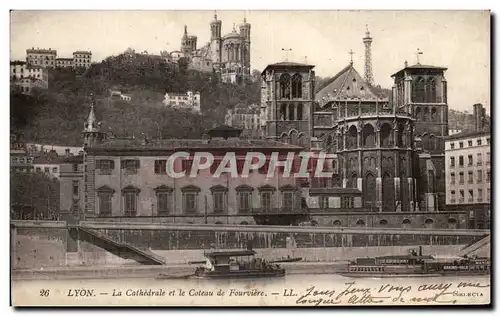 Cartes postales Lyon La Cathedrale Et Le coteau De Fourviere