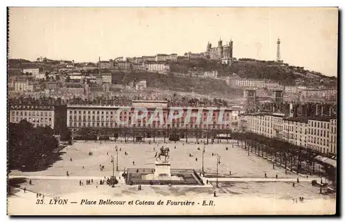 Cartes postales Lyon Place Bellecour et Coteau de Fourviere