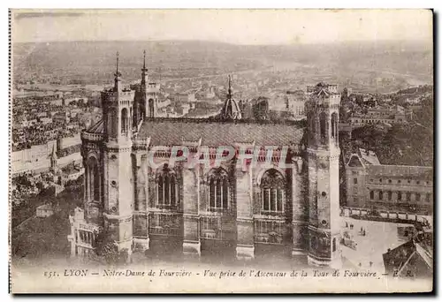 Ansichtskarte AK Lyon Notre Dame de Fourviere Vue prise de l&#39Ascenseur de la Tour de Fourviere