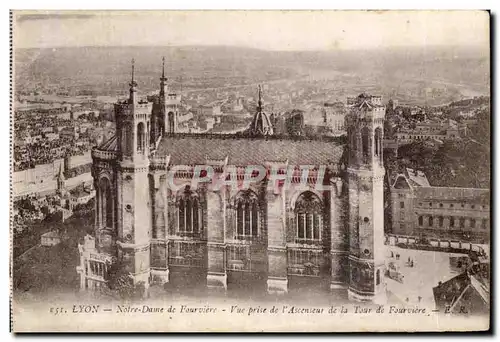 Cartes postales Lyon Notre Dame de Fourviere Vue prise de l&#39Ascenseur de la Tour de Fourviere