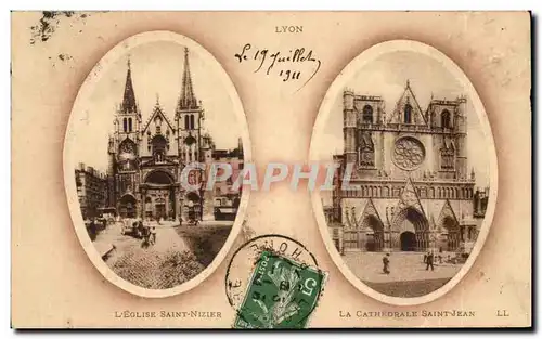 Cartes postales Lyon L&#39Eglise Saint Nizier La Cathedrale Saint Jean