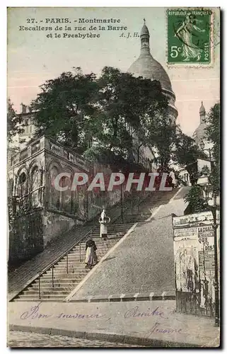 Cartes postales Paris Montmartre Escaliers de la rue de la Barre et le Presbytere