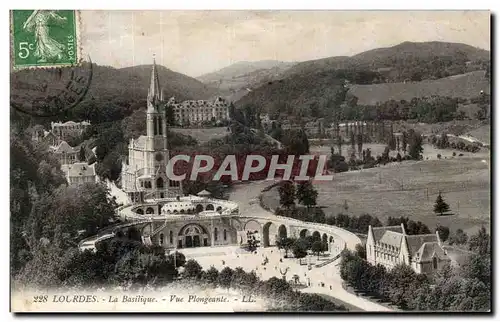 Cartes postales Lourdes La Basilique Vue Plongeante