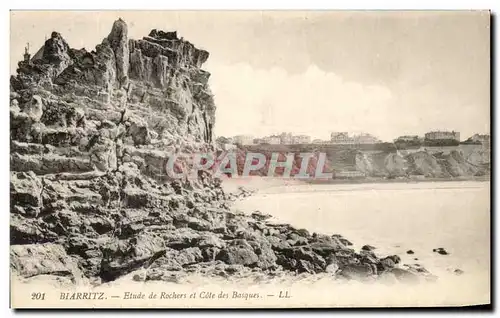 Cartes postales Biarritz Etude De Rochers Et cote Des Basques