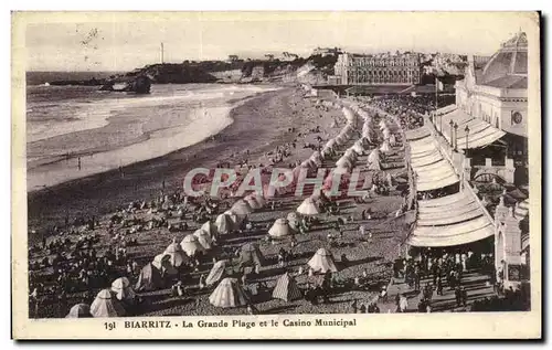 Cartes postales Biarritz La Grande Plage Et Le Casino Municipal