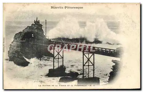 Cartes postales Biarritz Pittoresque Le Rocher De La Vierge Et La Passerelle