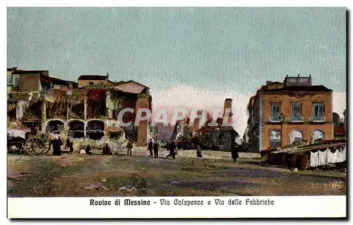 Cartes postales Italie rovine di messina Via olapesce e Via delle Fabbriche