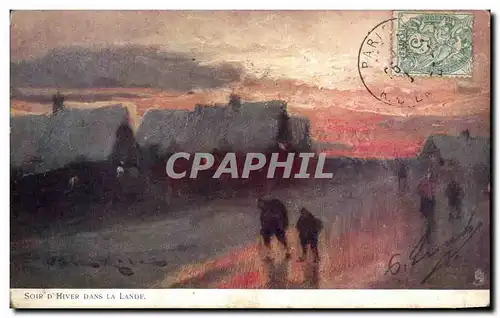 Cartes postales Fantaisie Soir d&#39hiver dans la lande