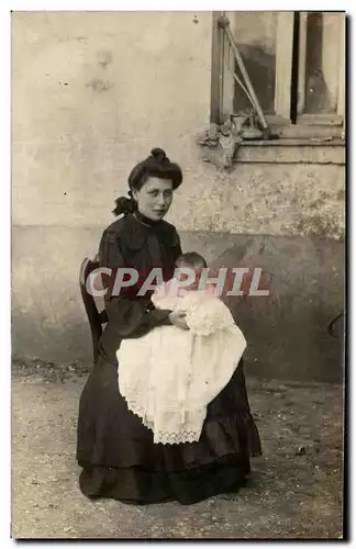 CARTE PHOTO Femme et bebe